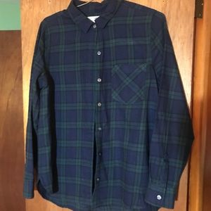 Old Navy Blue/Green Plaid Light Flannel Size M